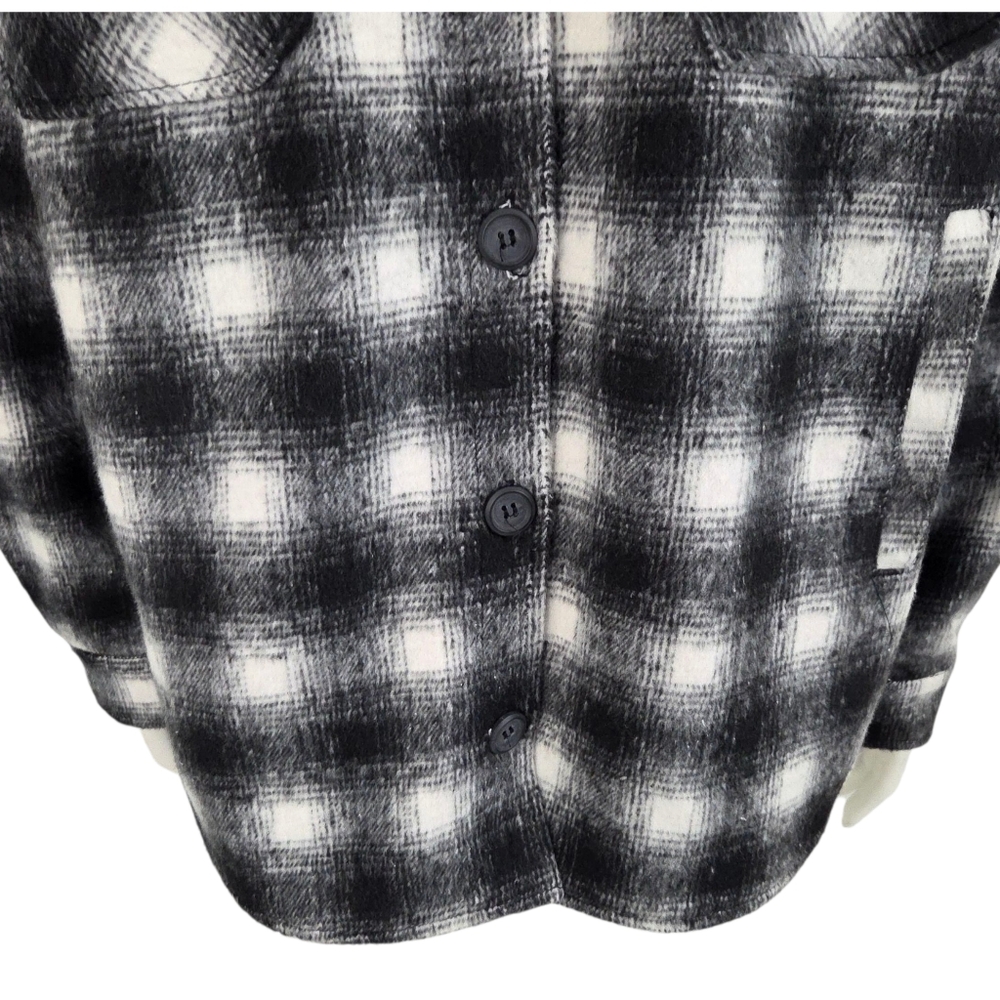 Thread & Supply Plaid Shacket Flannel Shirt Jacket NEW Womens Medium Black White - Picture 9 of 14